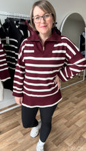 Load image into Gallery viewer, Stripe Zip Long Jumper - Wine
