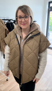Quilted Bomber Bodywarmer - Toffee