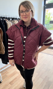 Quilted Bomber Bodywarmer - Wine