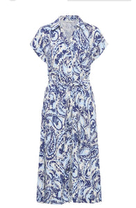 Blue Paisley Shirt Dress