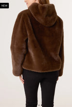 Load image into Gallery viewer, Faux Fur Hoody Jacket - Choc
