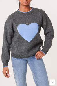 Heart Jumper - Blue/Grey