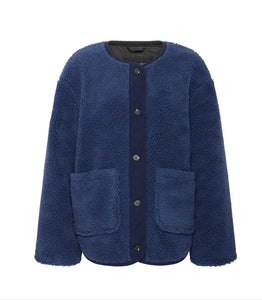 Borg Cord Coat - Navy