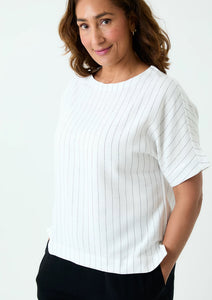 Pinstripe Keyhole Top