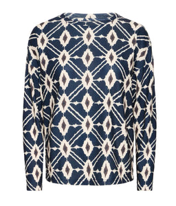 Pieta Top - Navy Ikat