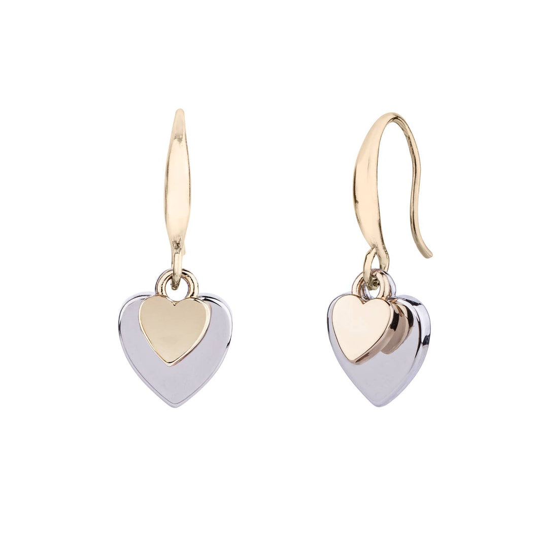 Duo Heart Earrings - Silver/Gold